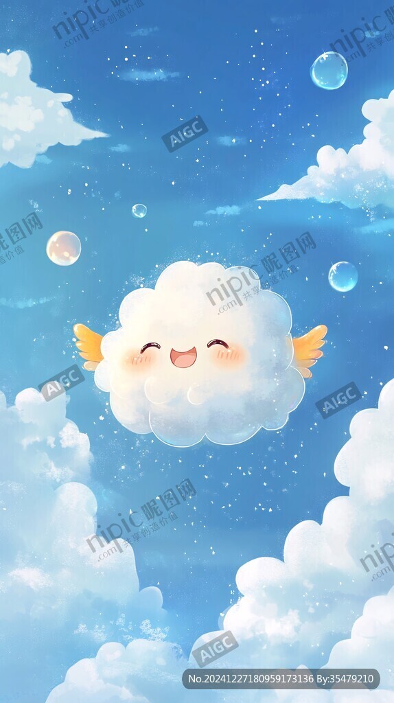 插画蓝天白云
