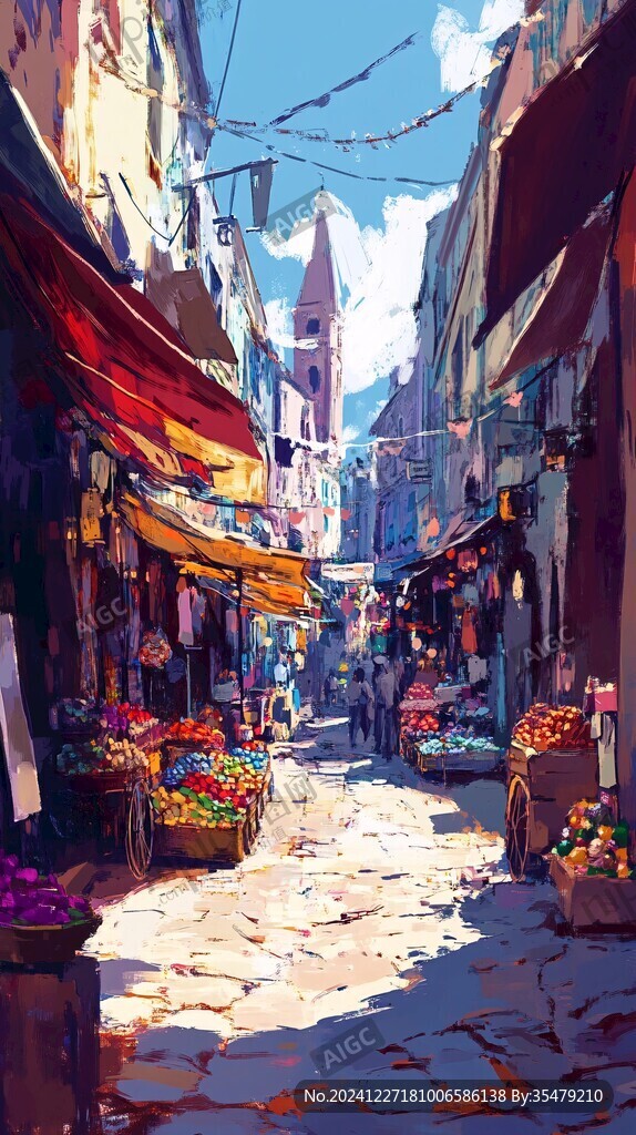 欧美小镇插画