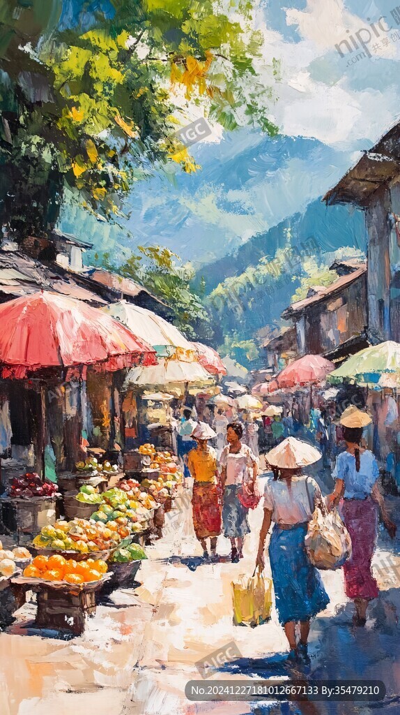 集市场景绘画