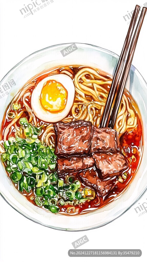 红烧牛肉面插画