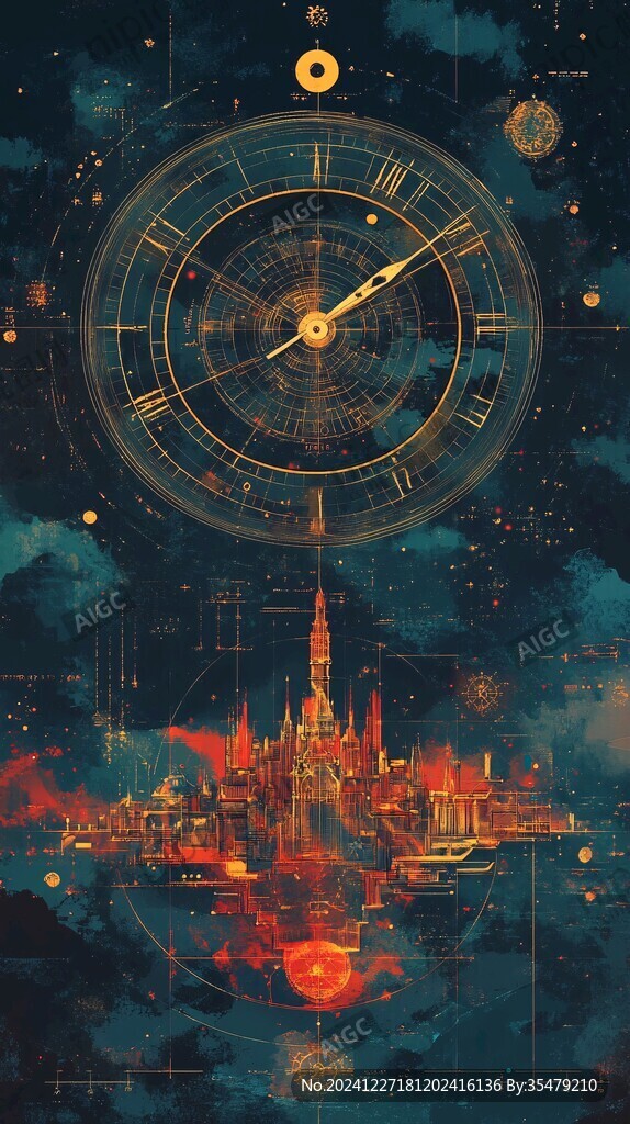 天界晓钟风景插画