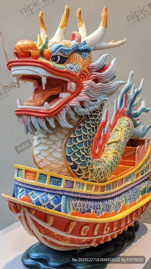瓷塑龙船