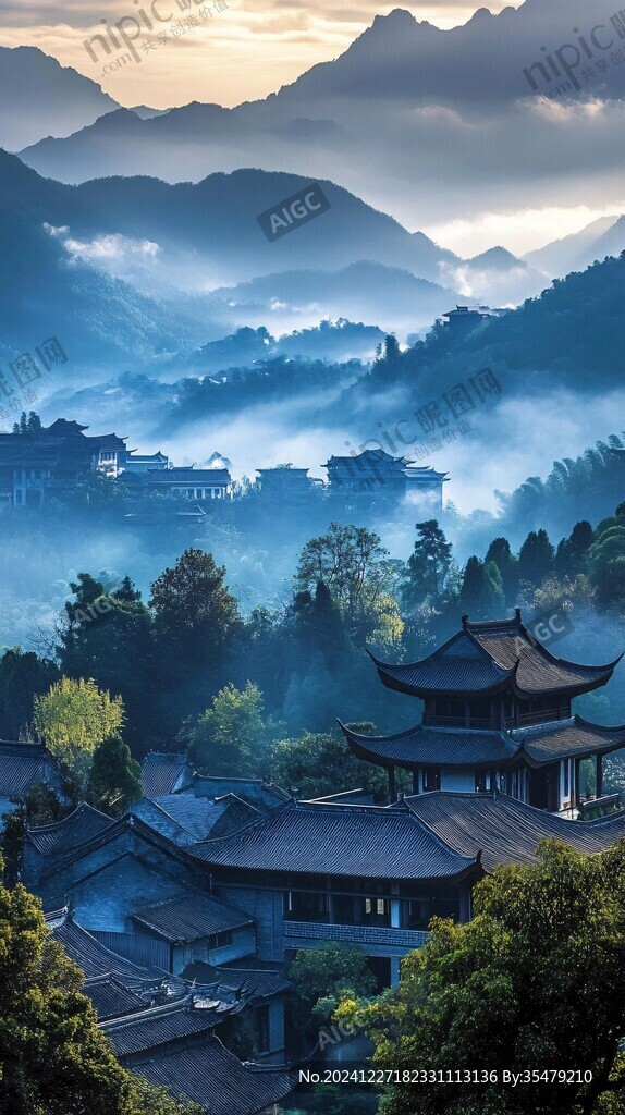 贤山晨雾