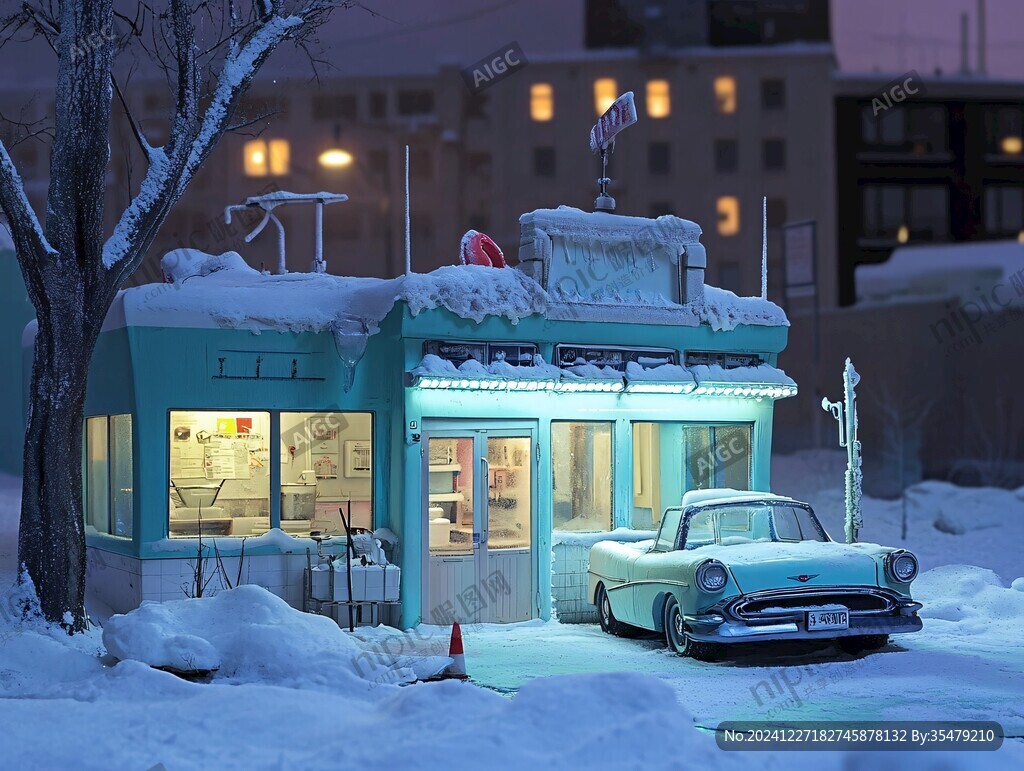 微缩雪场景
