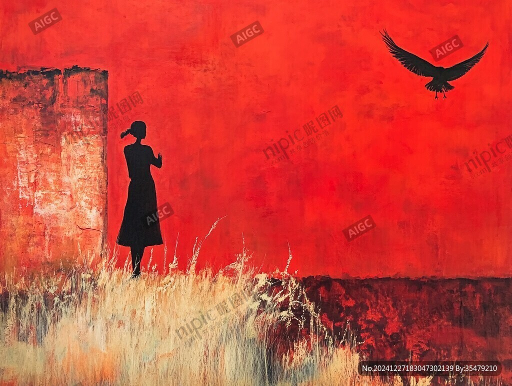 剪影油画