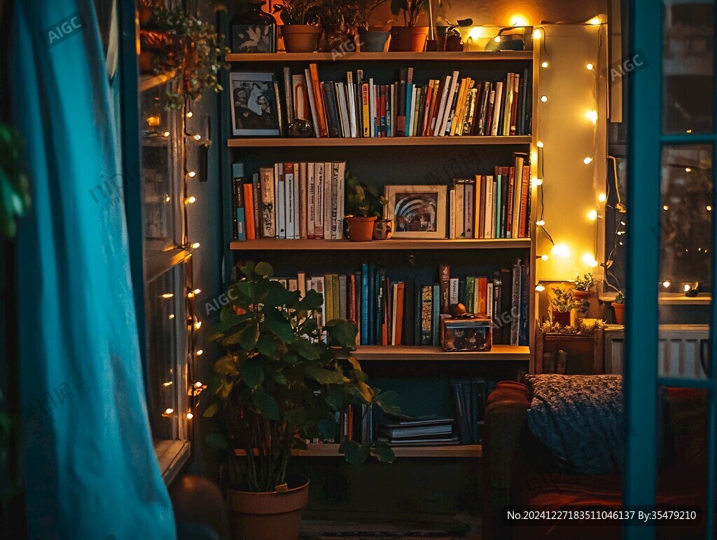夜晚书房
