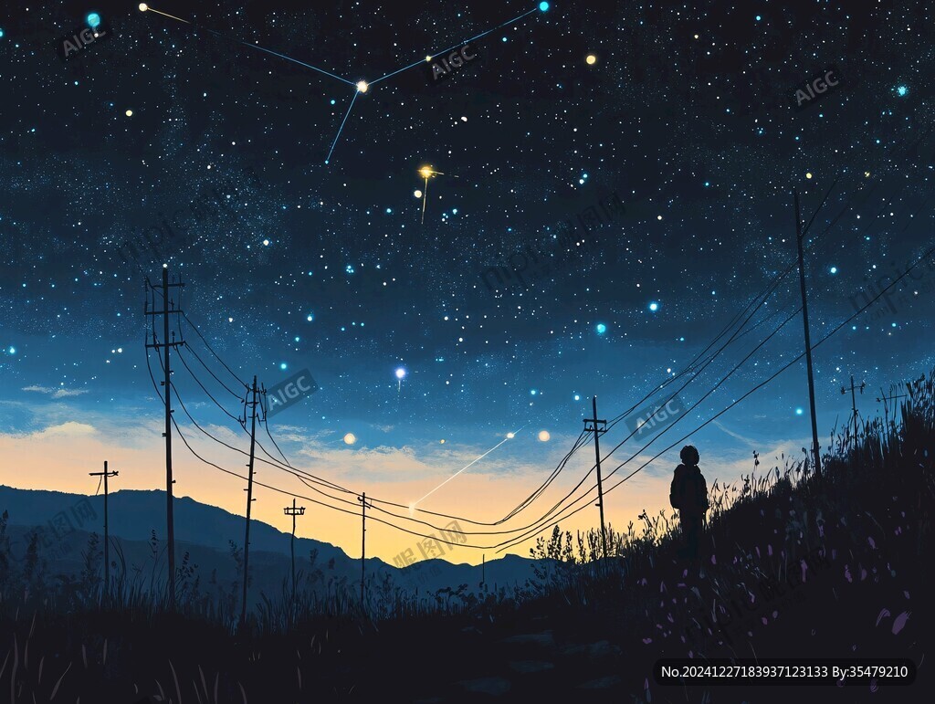 美好的夜晚插画