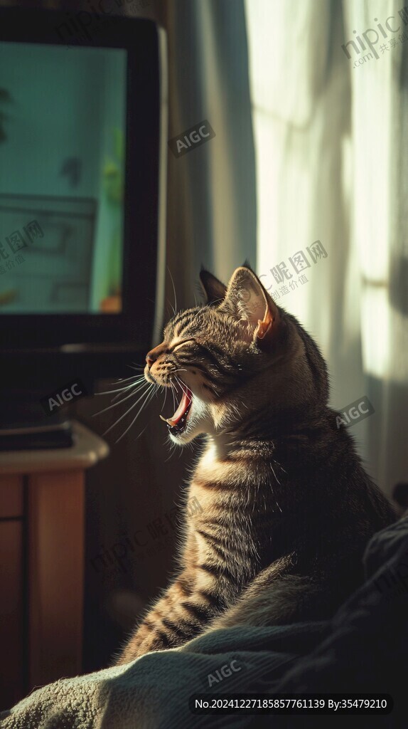 猫咪看电视