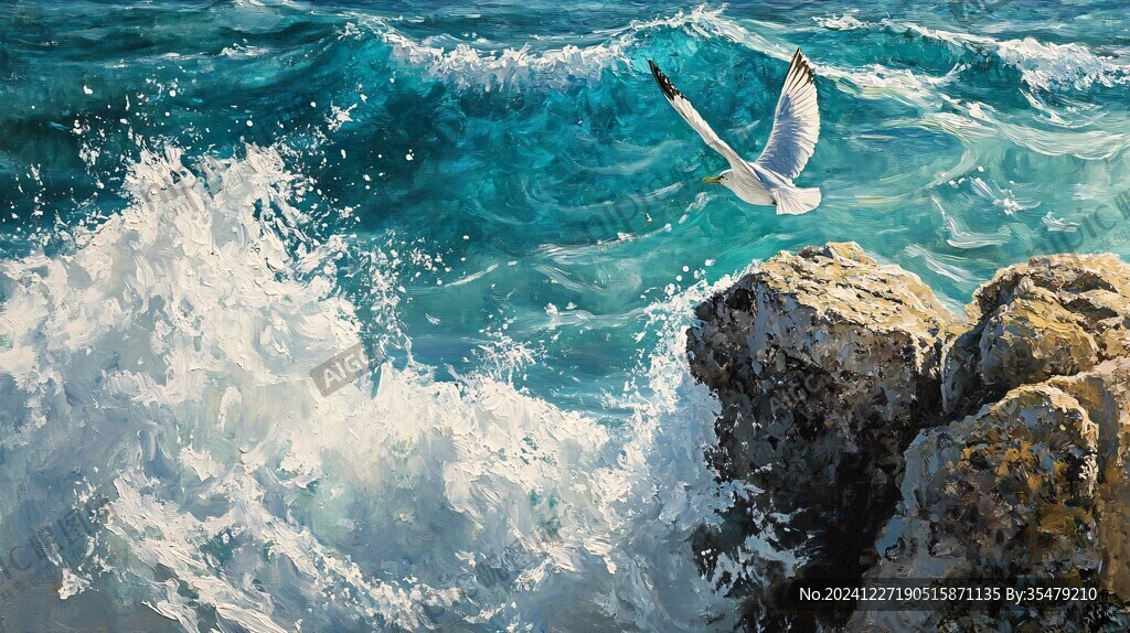 海鸥油画