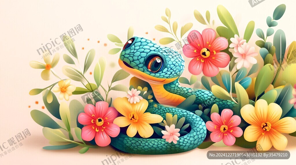 蛇年春季插画