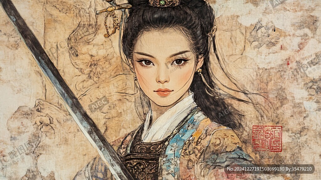 古代女将插画