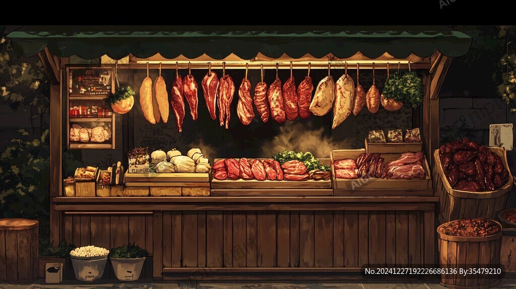肉铺插画