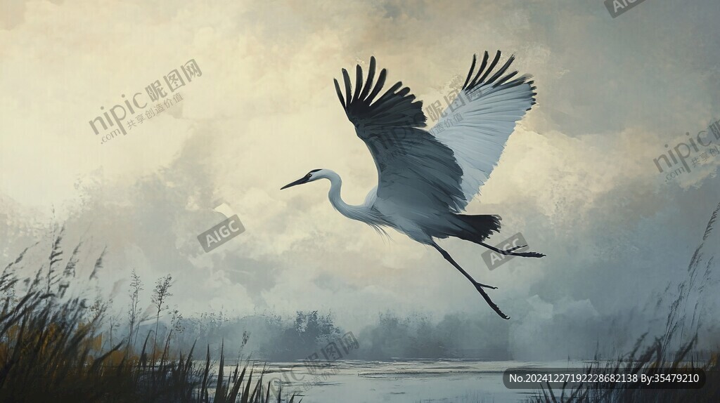 白鹭插画