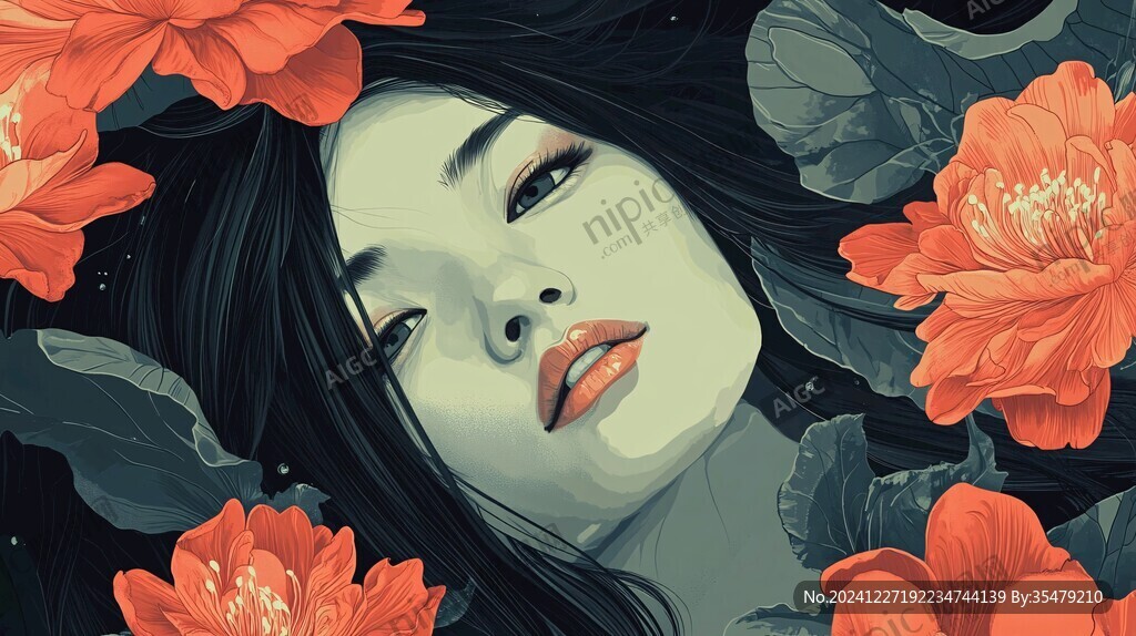 木棉花美女插画
