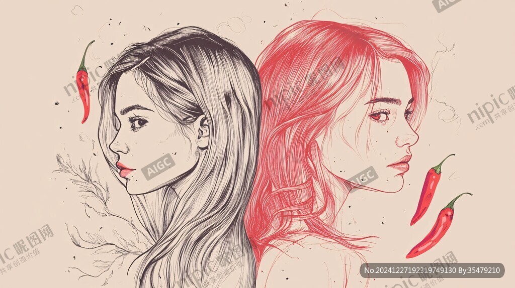 辣椒线稿插画