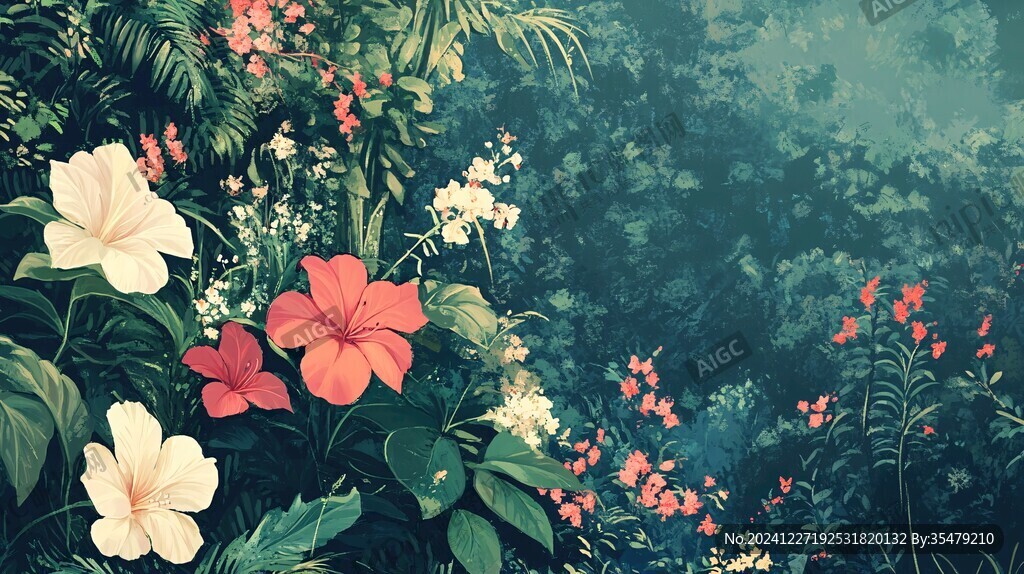 热带雨林花草树木背景