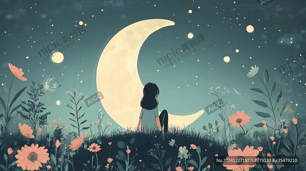 美好的夜晚插画