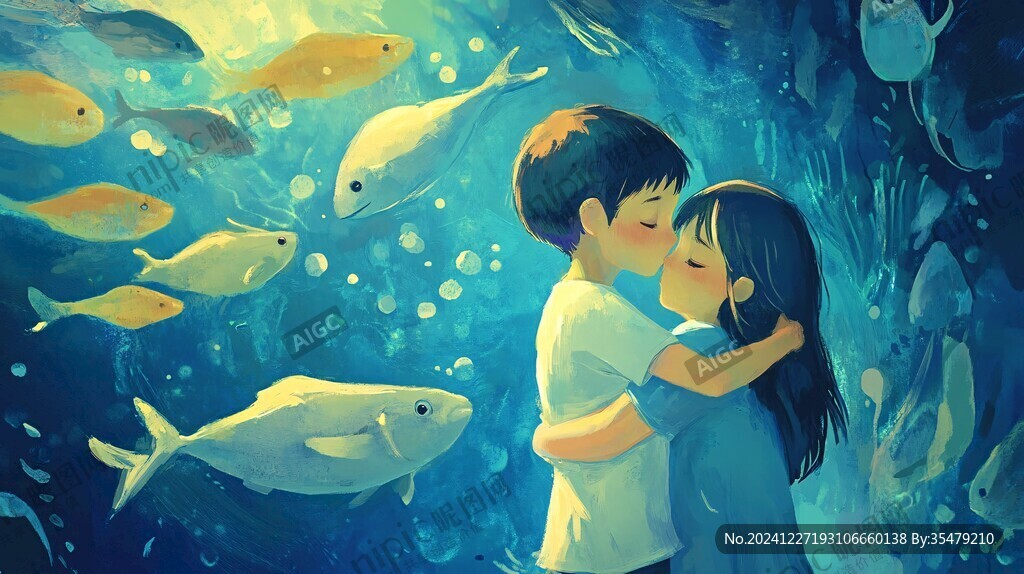 唯美浪漫情侣插画