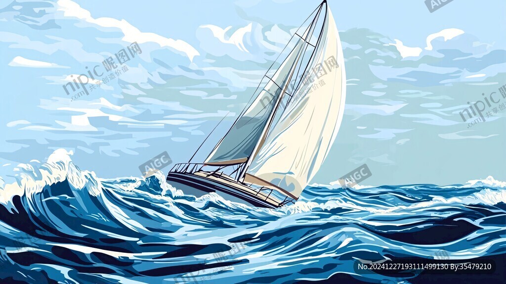 乘风破浪包装插画