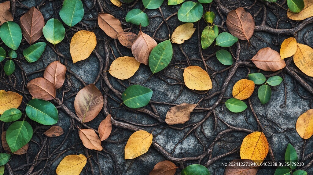 五彩树叶背景实拍