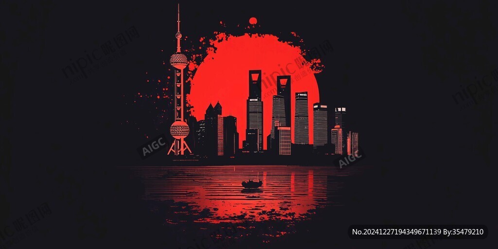 北上广深剪影轮廓背景