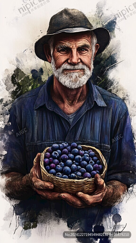 蓝宝石葡萄包装插画