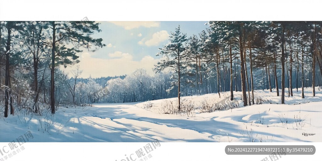 手绘雪景风景