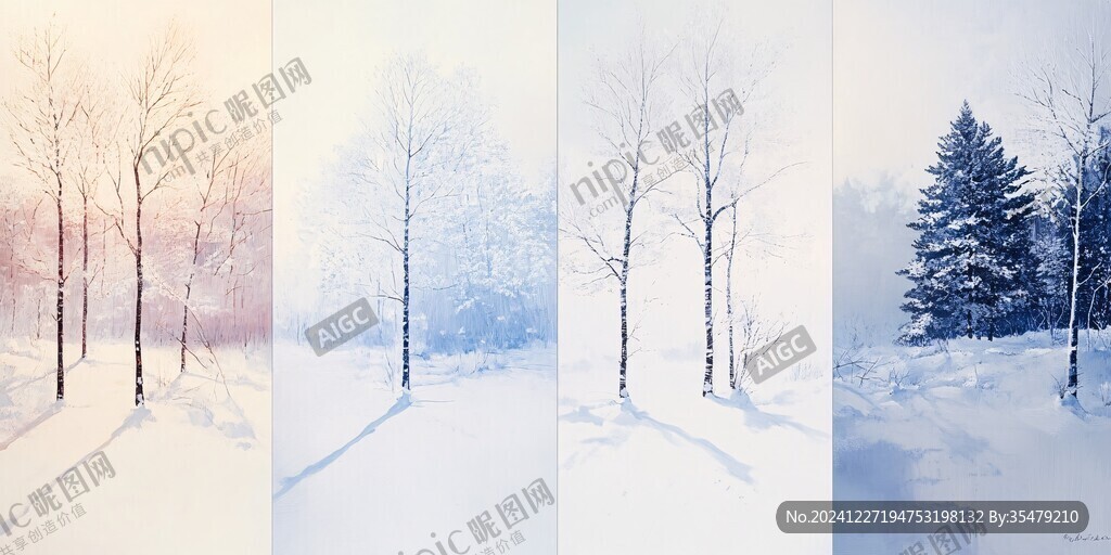 春夏秋冬雪景无框画
