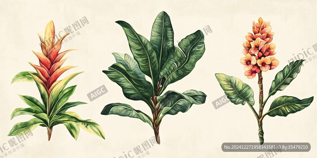 手绘蝎尾蕉