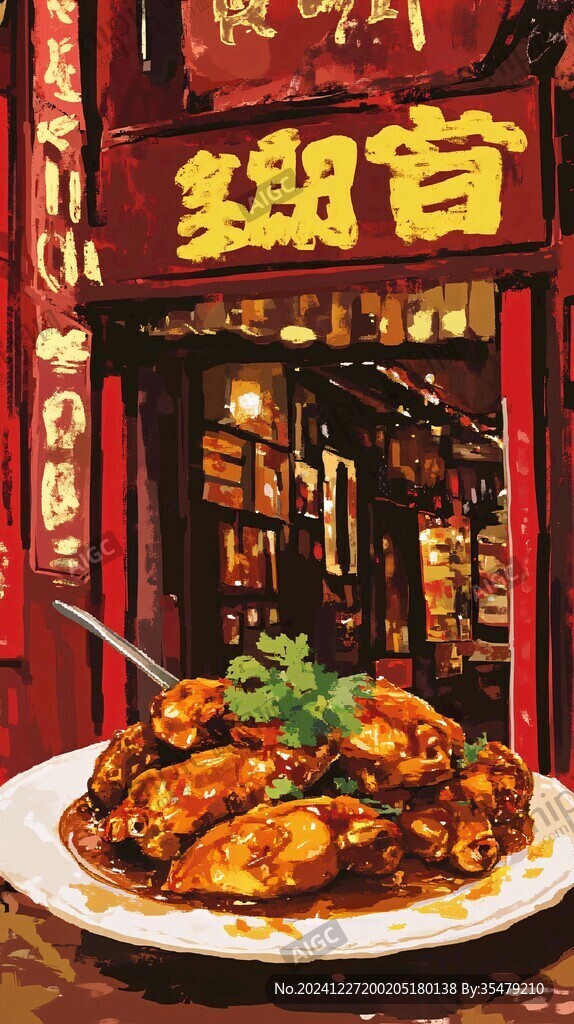 酱焖鸡插画