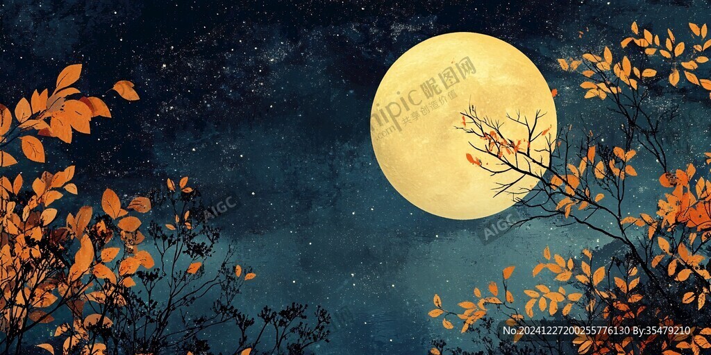 手绘秋月里