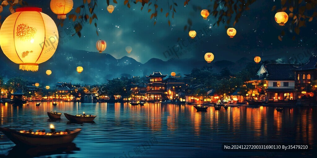 江南古镇唯美夜景