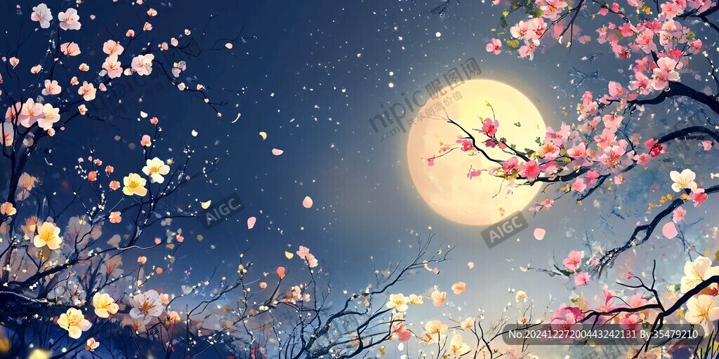 月夜桃花