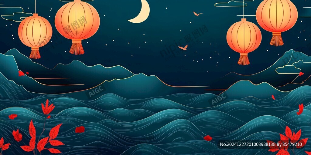 节日海报插画背景图
