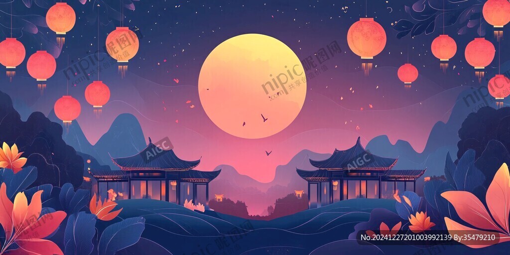 中秋海报中秋插画
