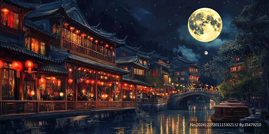 古镇玄幻夜景