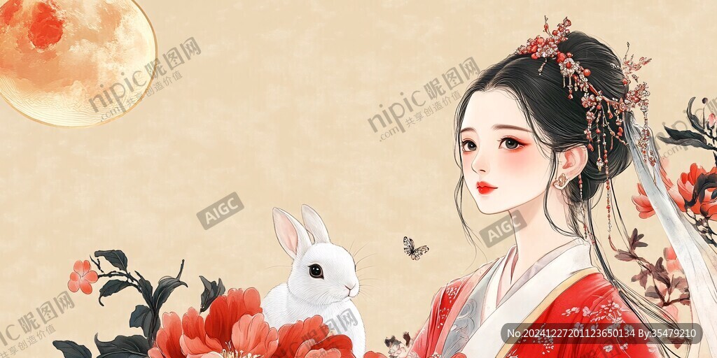 古装月兔插画