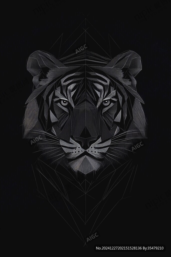 原色虎头潮流插画