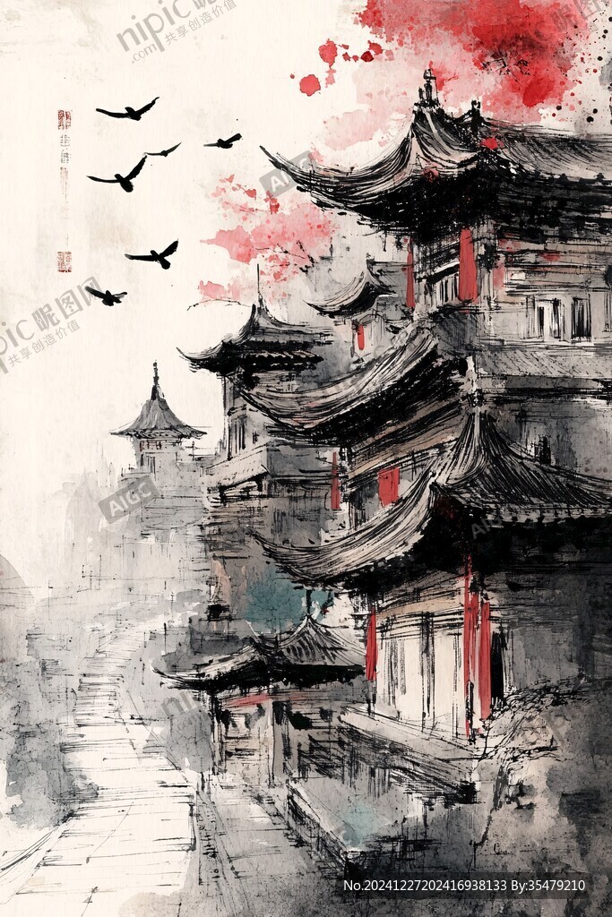 烟雨楼插画