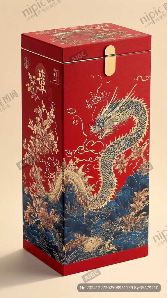 海水龙戏珠长方提盒