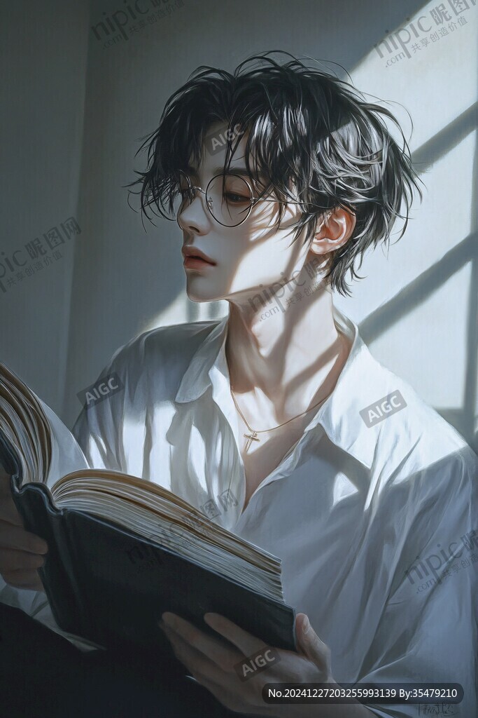 唯美男生插画