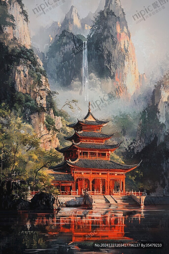 新中式楼阁皇宫山水