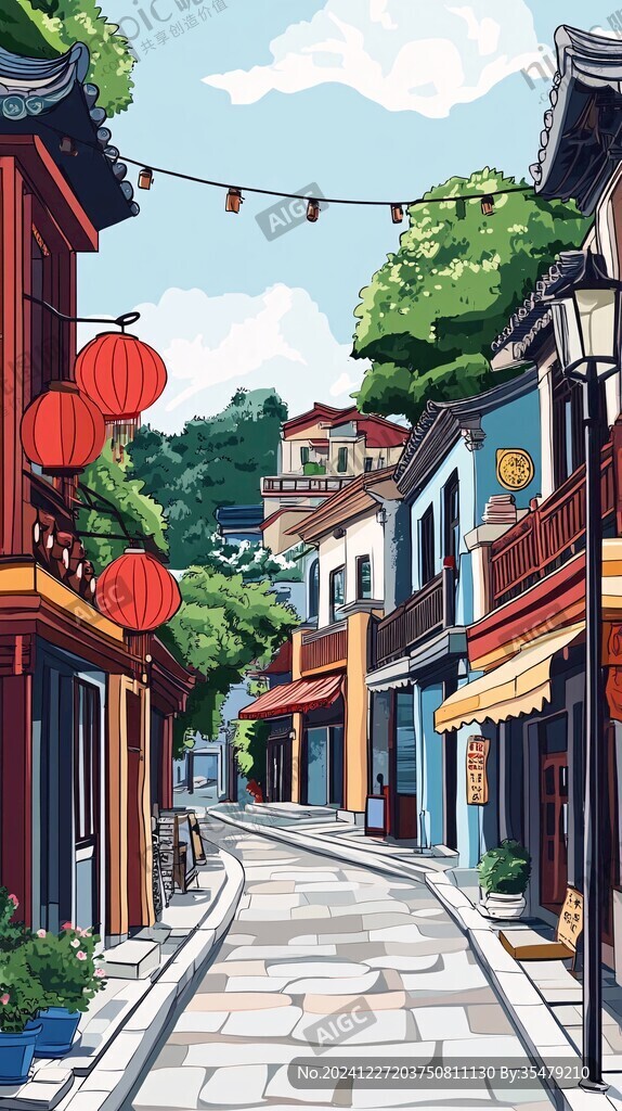 古街插画