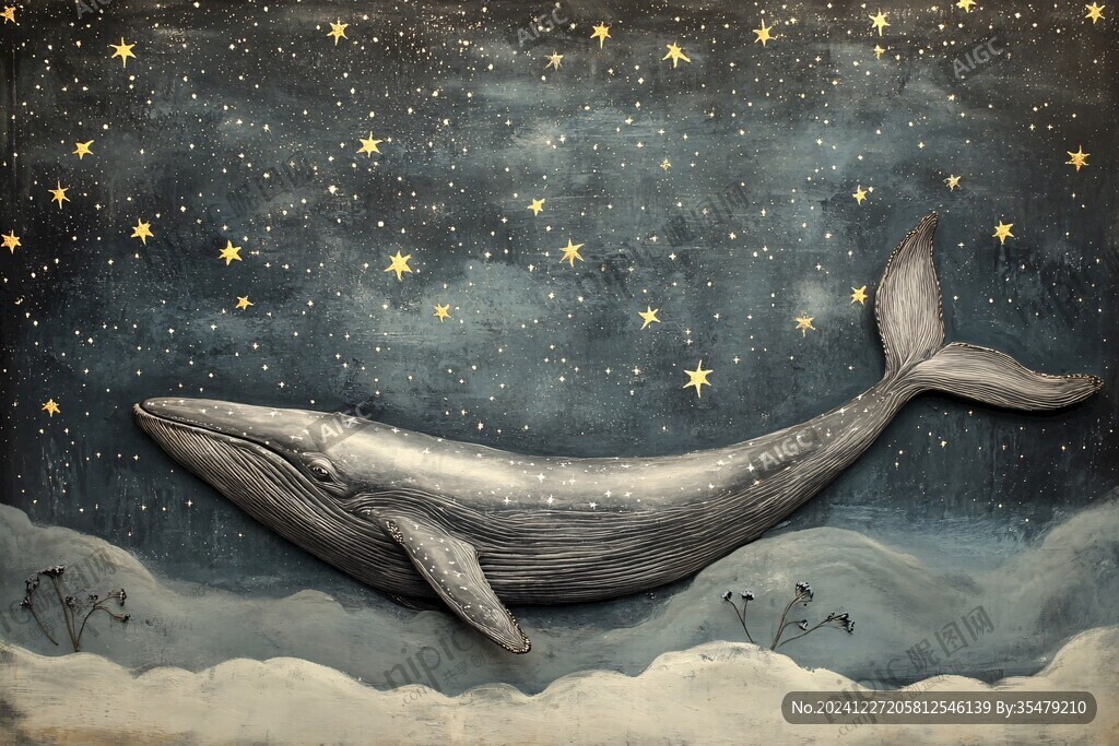 银河星系手绘鲸鱼儿