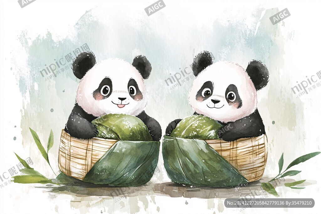 大熊猫美食插画