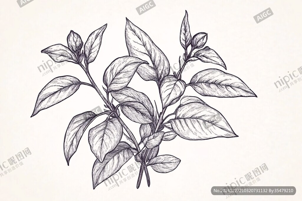 手绘荆芥