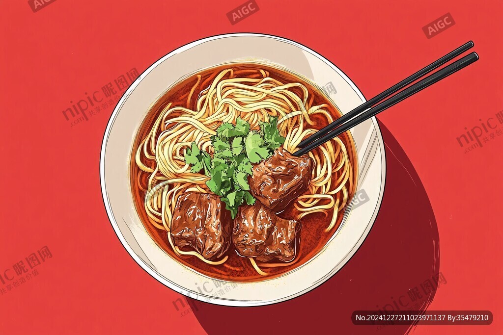 红烧牛肉面插画