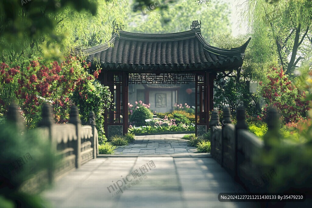 中式园林亭台楼阁