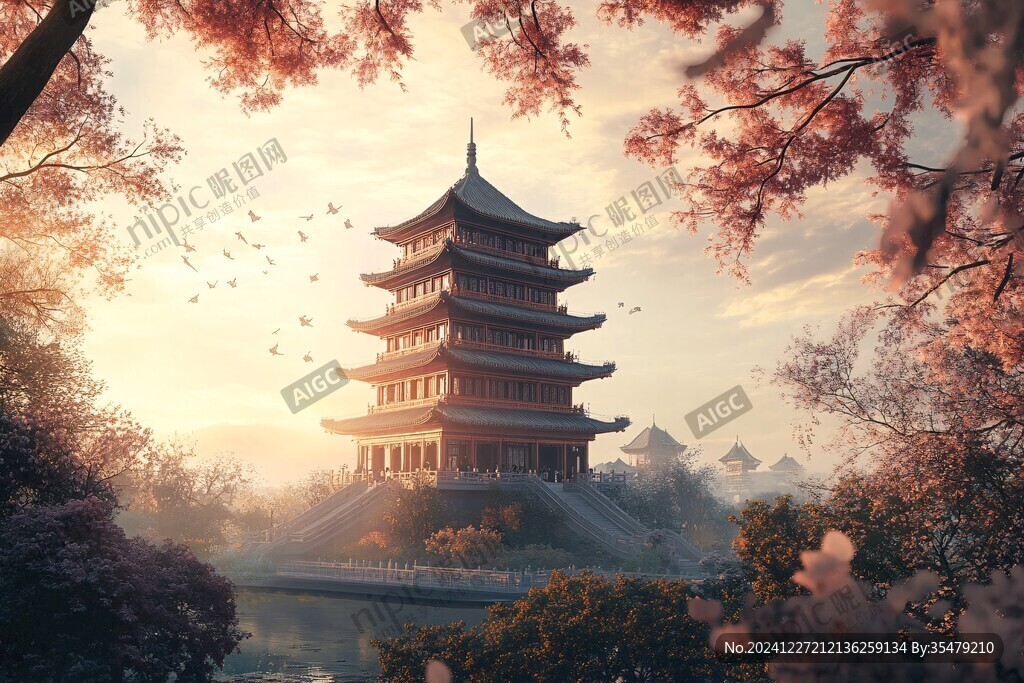 朱樱塔夕照