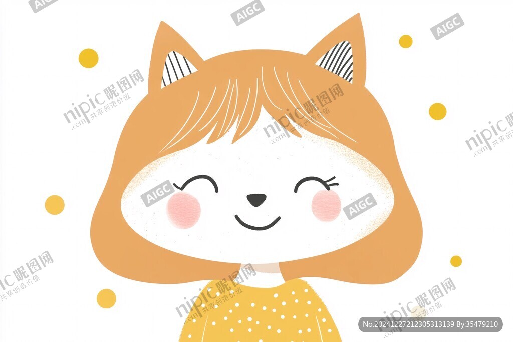 开心的猫插画